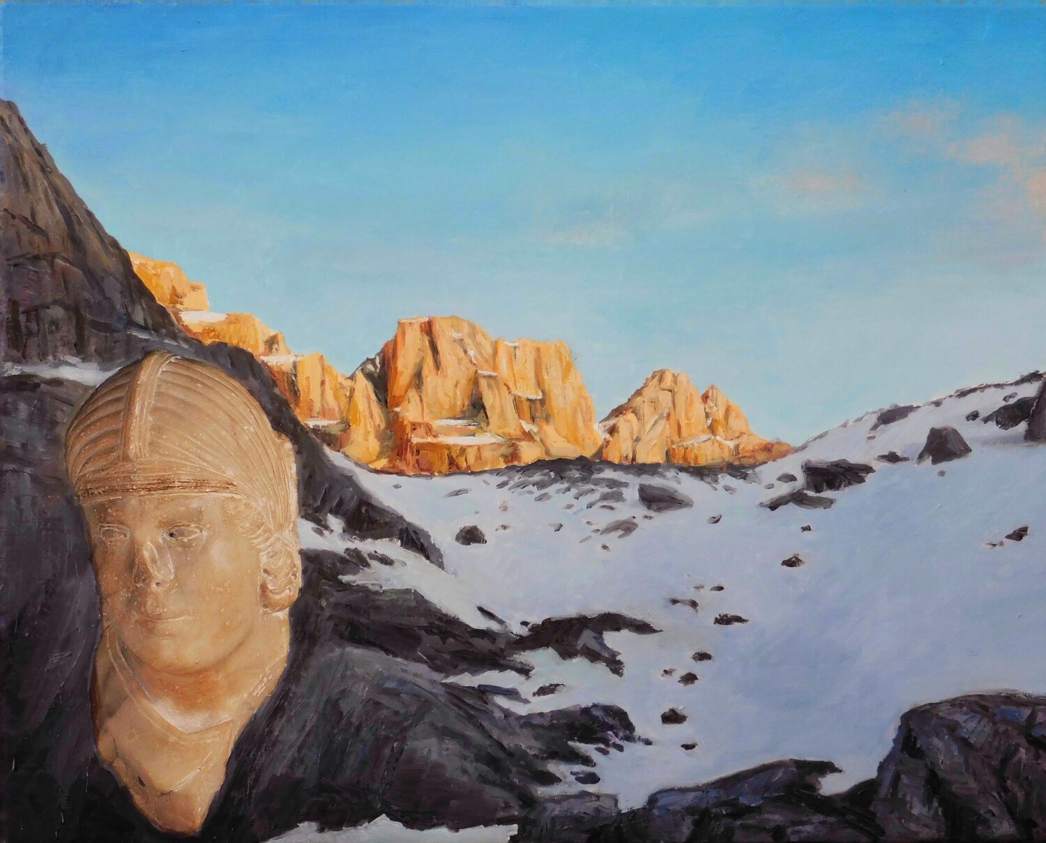 Untitled  (Giovane con elmo - Donatello) Paolo Mori Original painting for sale