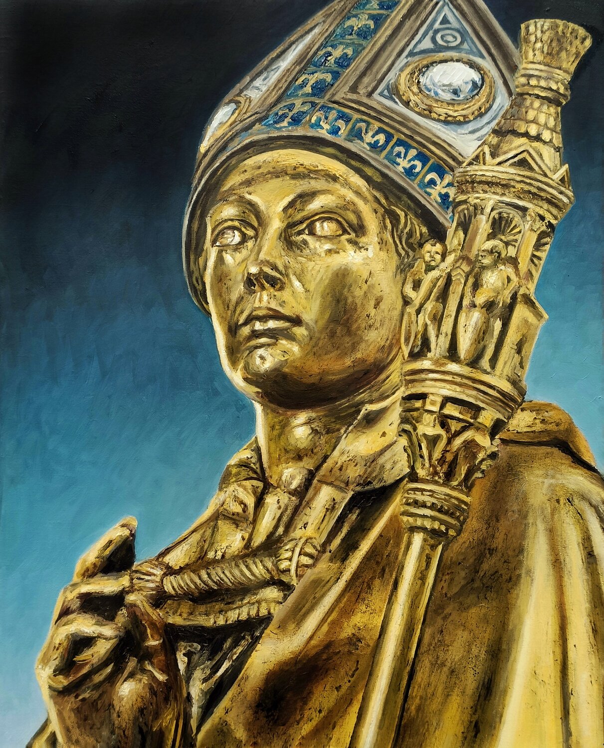 Aeternus (San Ludovico di Tolosa - Donatello) Paolo Mori Original painting for sale