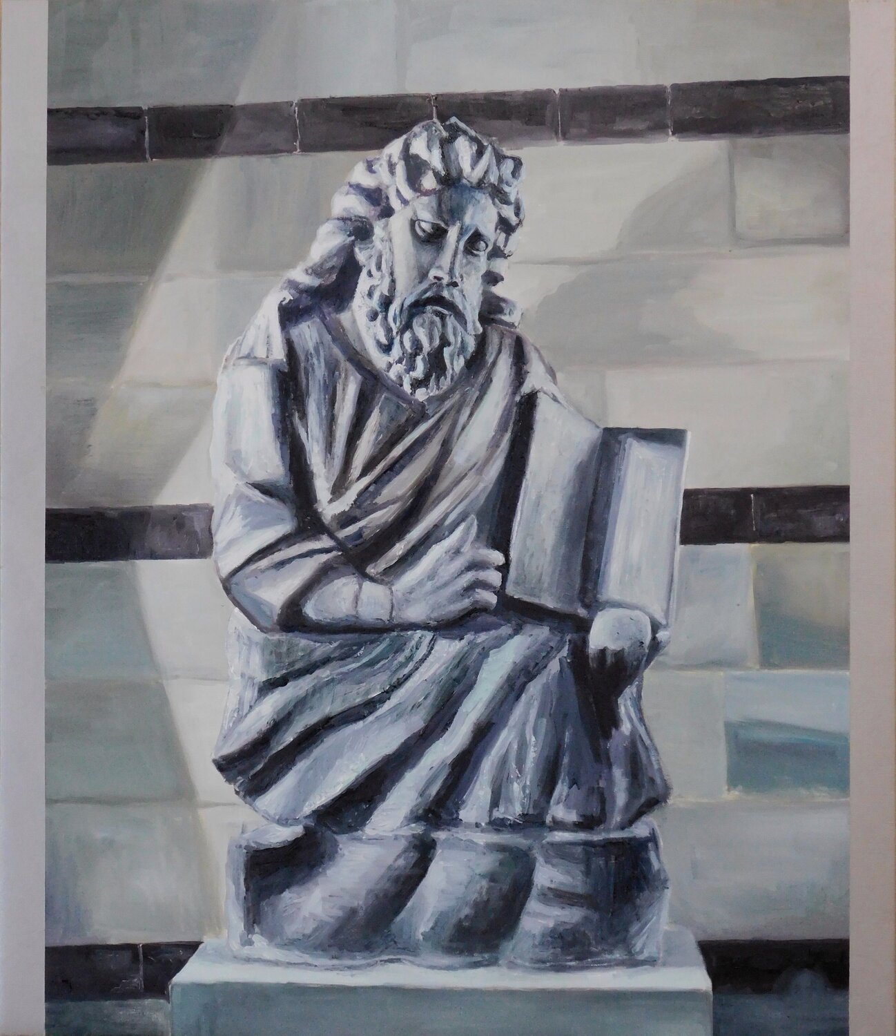 Untitled (Mosé con le tavole della legge - Giovanni Pisano) Paolo Mori Original painting for sale