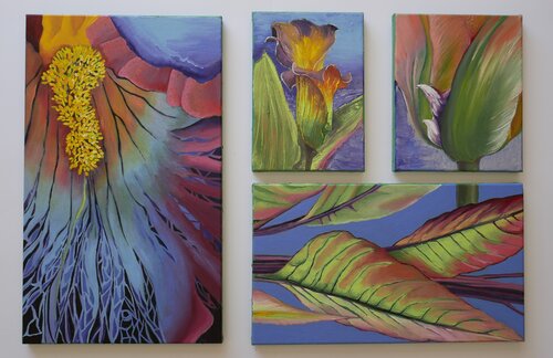 Quadriptique de fleur by Tiphaine de Tarlé, Painting for Sale on Select