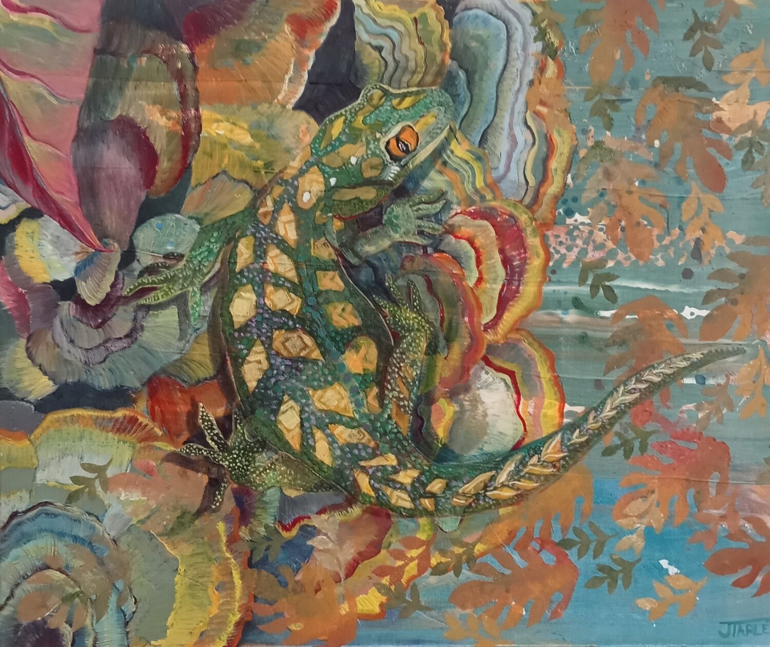 Gecko Tiphaine de Tarlé Original painting for sale