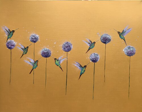 La Vie Est Belle ~ on Gold IX by Laure Bury, Painting for Sale on Select