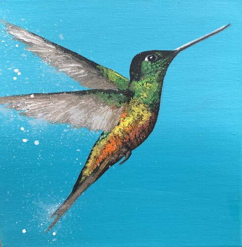 Hummingbirds Love by Laure Bury, Painting for Sale on Select
