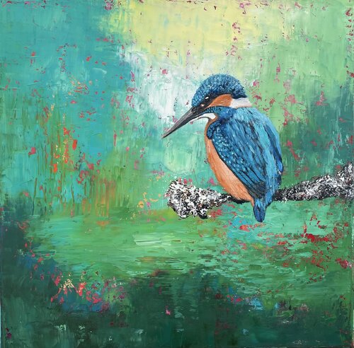 Kingfisher by the River by Laure Bury, Painting for Sale on Select
