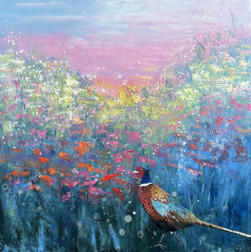 Ring-necked Pheasant at Dawn by Laure Bury, Painting for Sale on Select