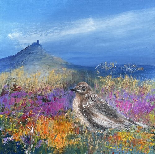 Female Blackbird on the Moors near Brentor Church von Laure Bury, Malerei kaufen auf Select