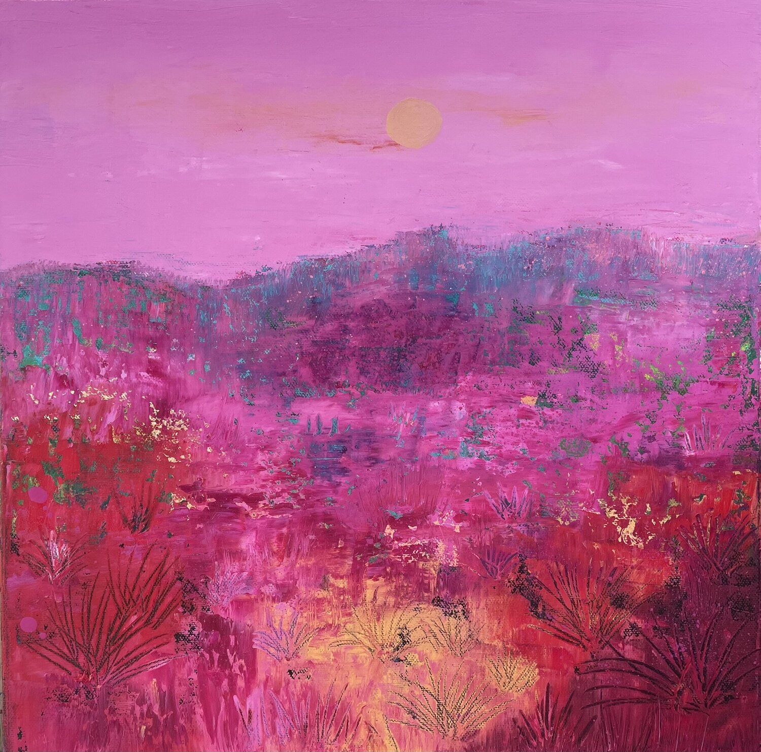 Fiery Sunset on Dartmoor Laure Bury Original painting for sale