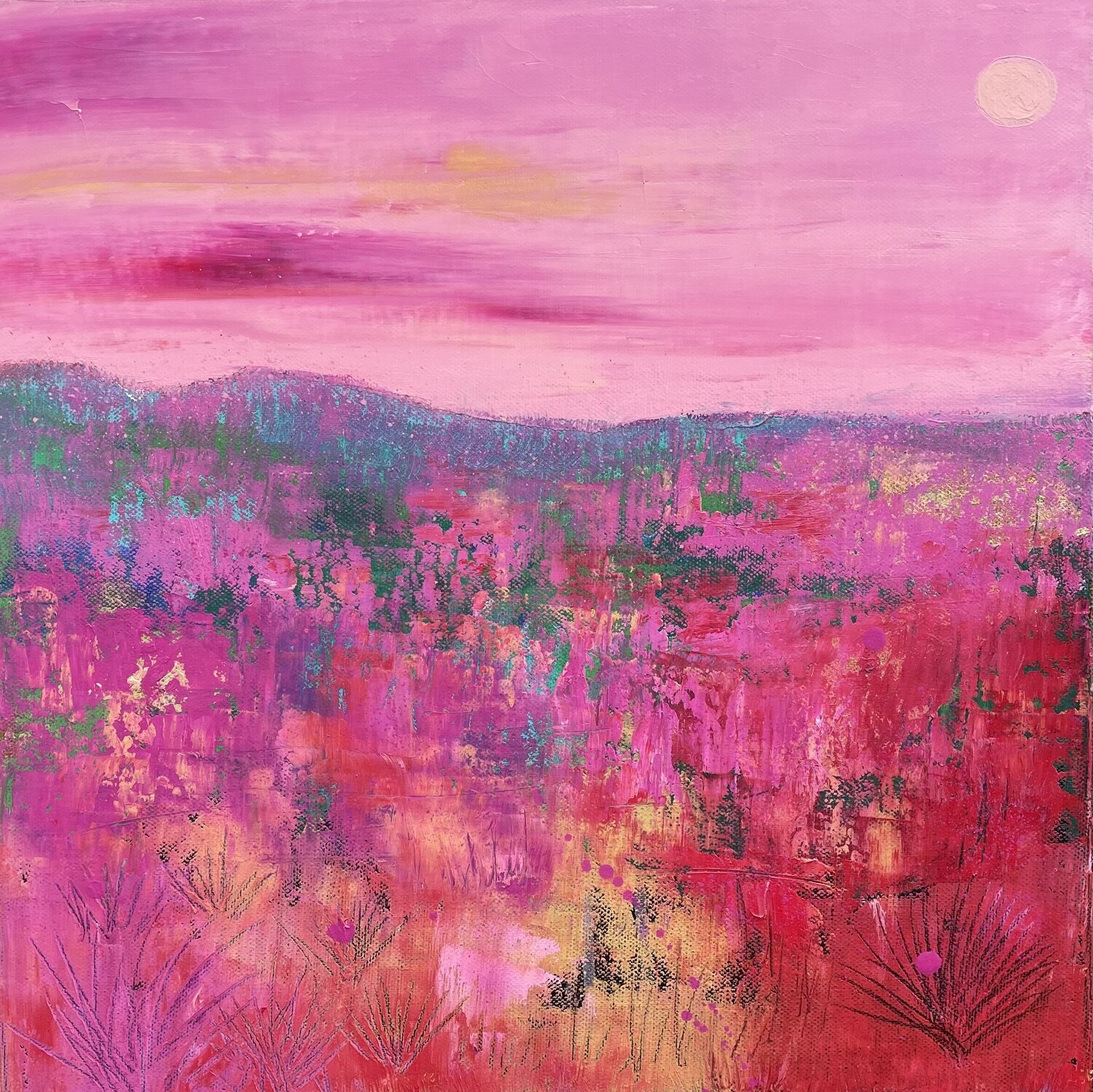 Fiery Sunset on Dartmoor II Laure Bury Original painting for sale
