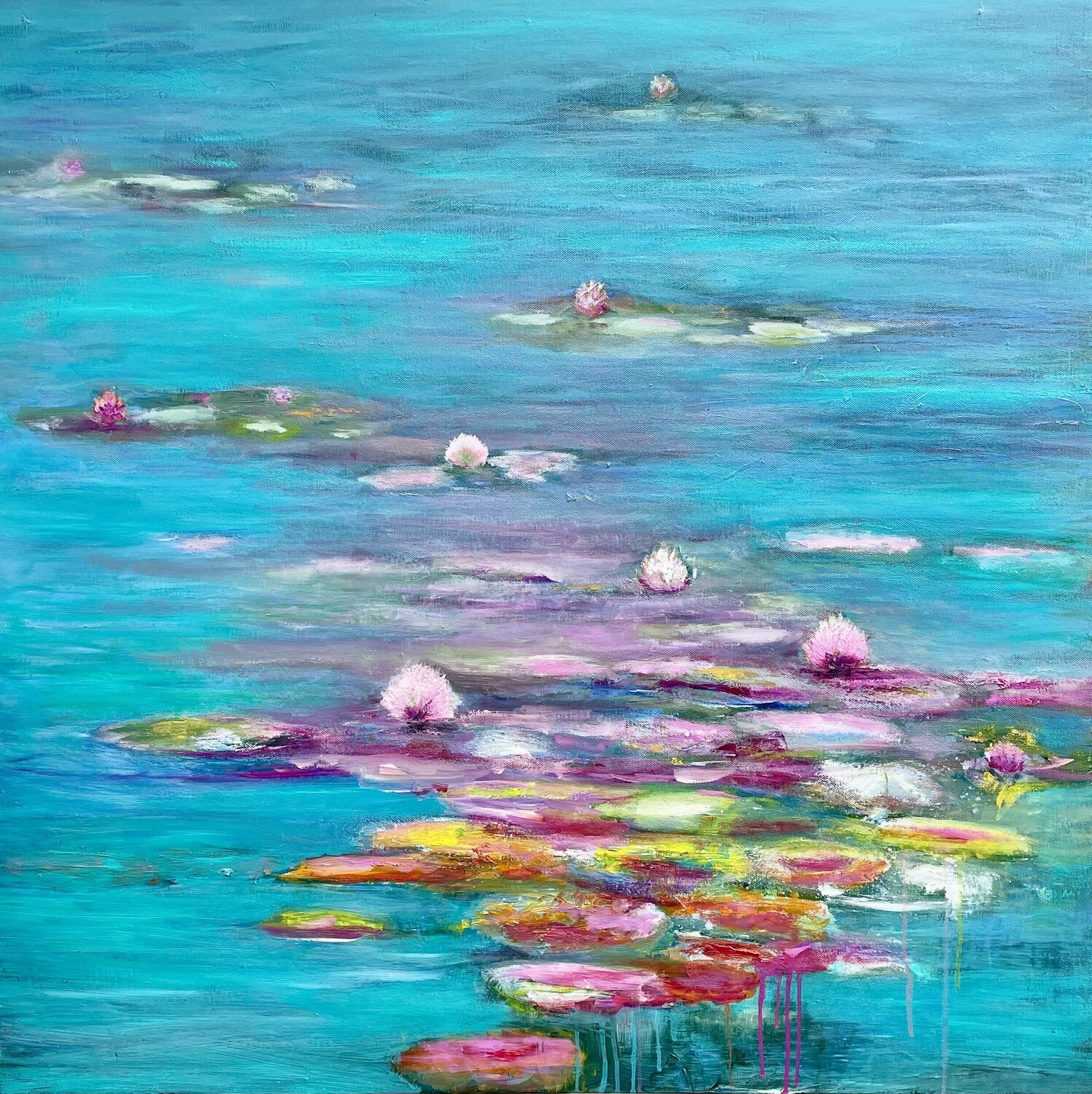 Water Nymphs Laure Bury Original painting for sale