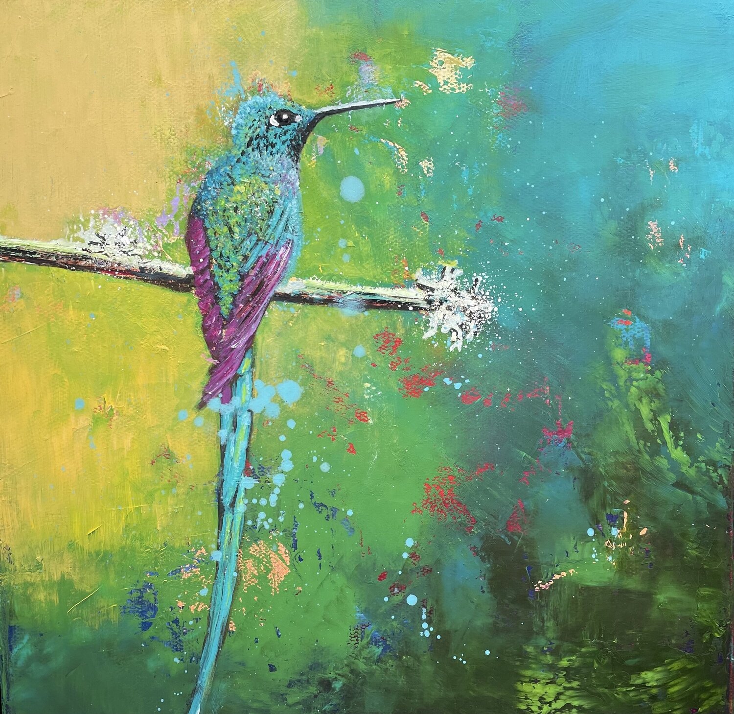 Long tailed Sylph Laure Bury Original painting for sale