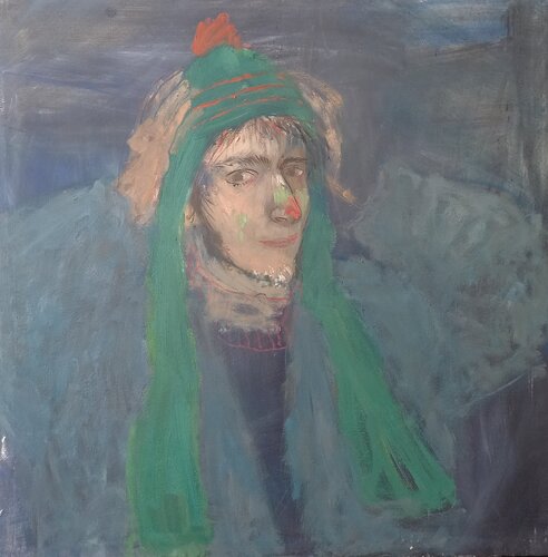 Portrait of Micha playing a harlequin by Irina Seller, Painting for Sale on Select