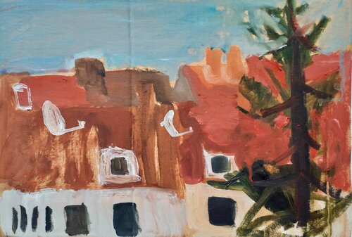 Red roofs by Irina Seller, Painting for Sale on Select