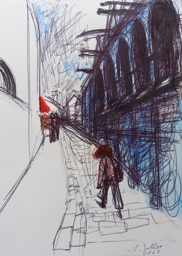 Pariser Gasse, Skizze by Irina Seller, Drawing for Sale on Select