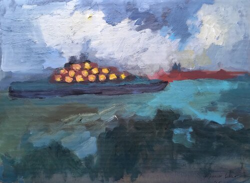 Storm in the laguna, study in dramatic shades by Irina Seller, Painting for Sale on Select