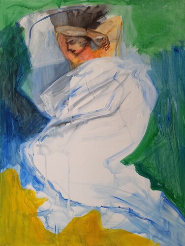 A Dream in Blue, Green, and Yellow by Irina Seller, Painting for Sale on Select