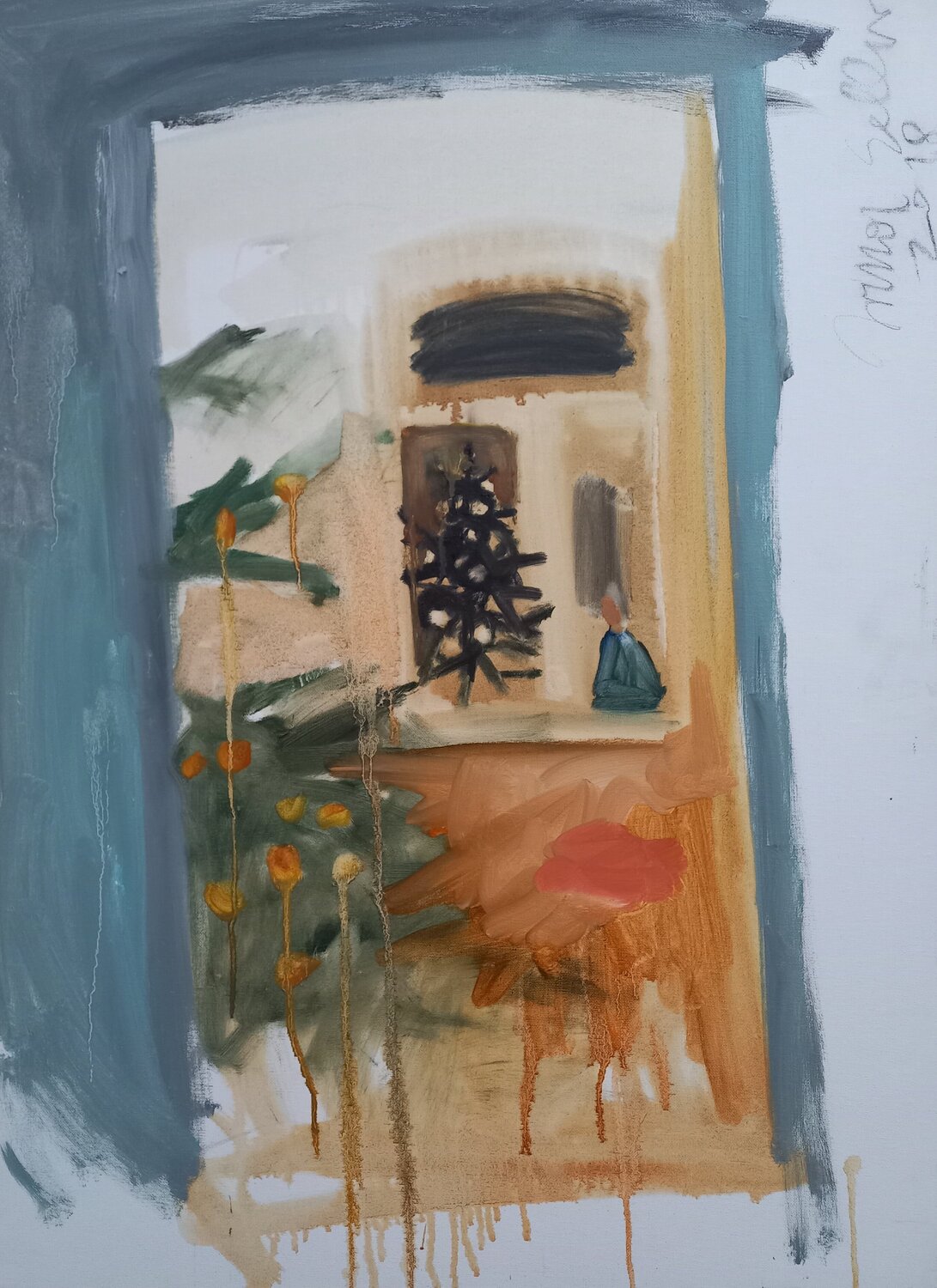 Christmas tree and window Irina Seller Original painting for sale