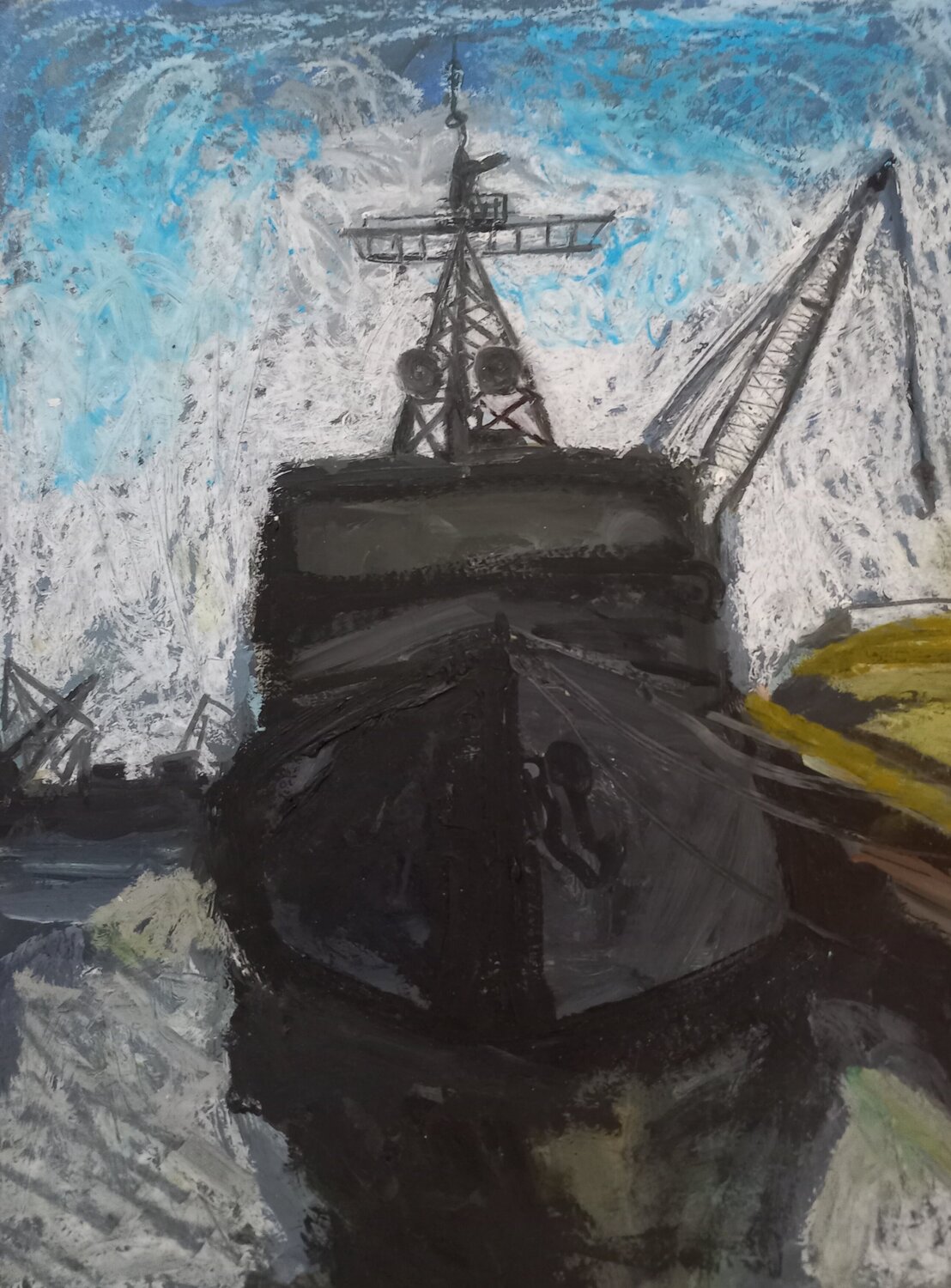 Research vessel in the port Irina Seller Original painting for sale