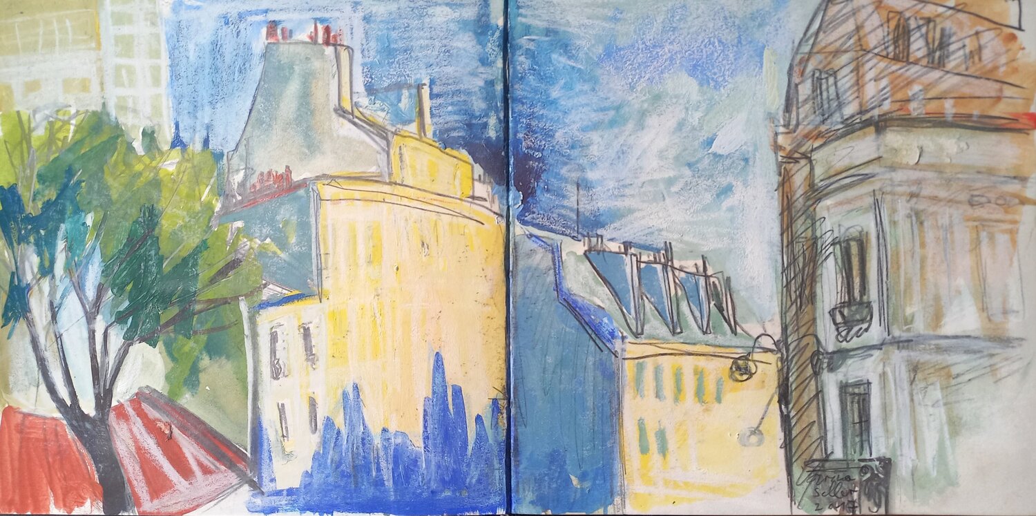 Montmartre Dyptichon Irina Seller Original painting for sale