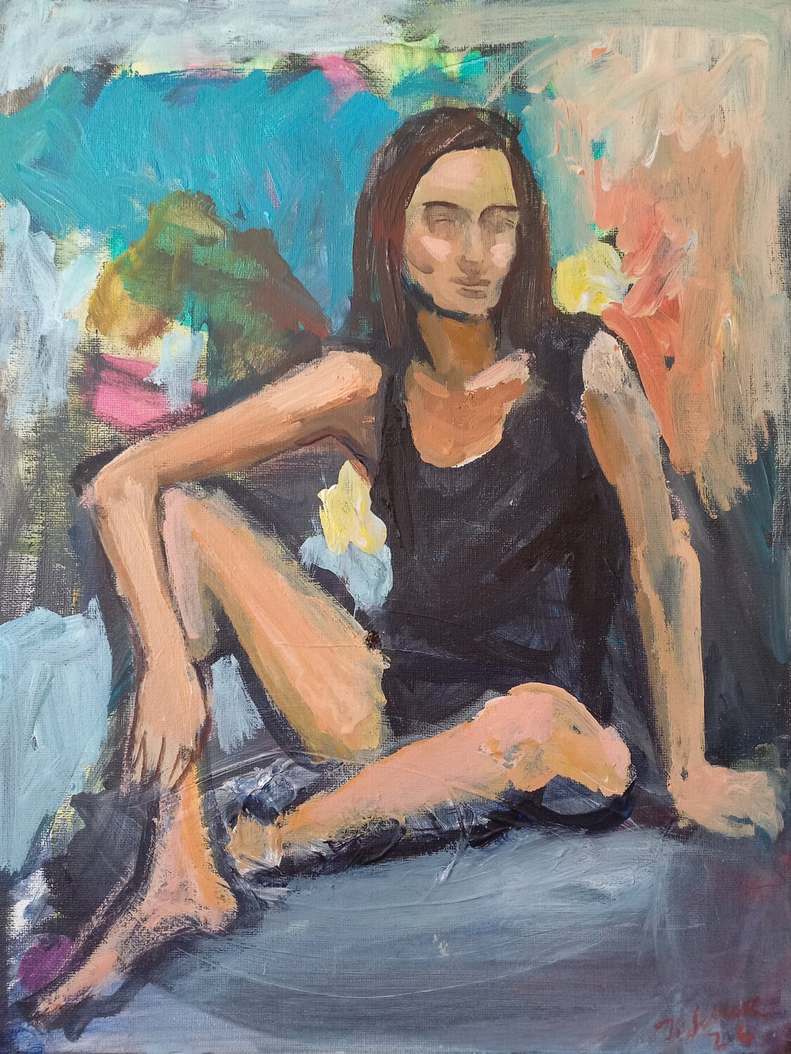Model sitting Irina Seller Original painting for sale