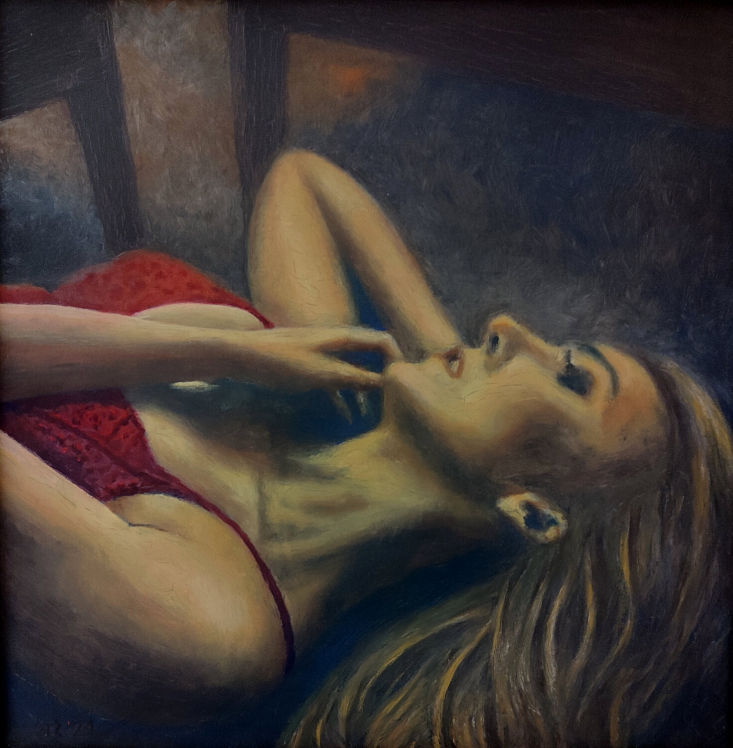 The blue carpet Thomas Sipos Original painting for sale