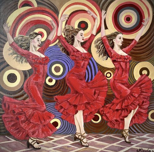 "Flamenco in the fire of emotions" by Pintor Nicolas, Painting for Sale on Select
