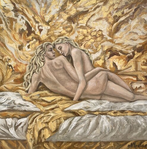 ““Tenderness in the midst of chaos" by Pintor Nicolas, Painting for Sale on Select