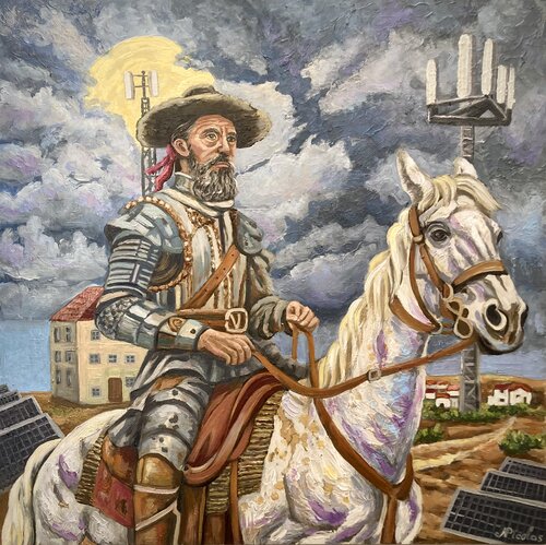 "Don Quixote of the Age of Green Energy" by Pintor Nicolas, Painting for Sale on Select