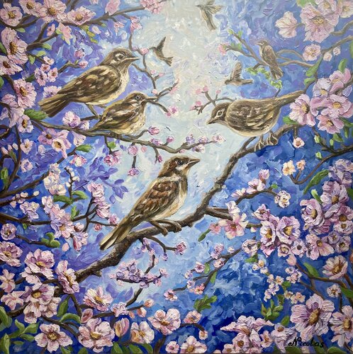 "Whisper of Apple Blossoms" by Pintor Nicolas, Painting for Sale on Select