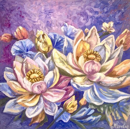 "The Whisper of a Tropical Night: The Radiance of Magnolia" by Pintor Nicolas, Painting for Sale on Select