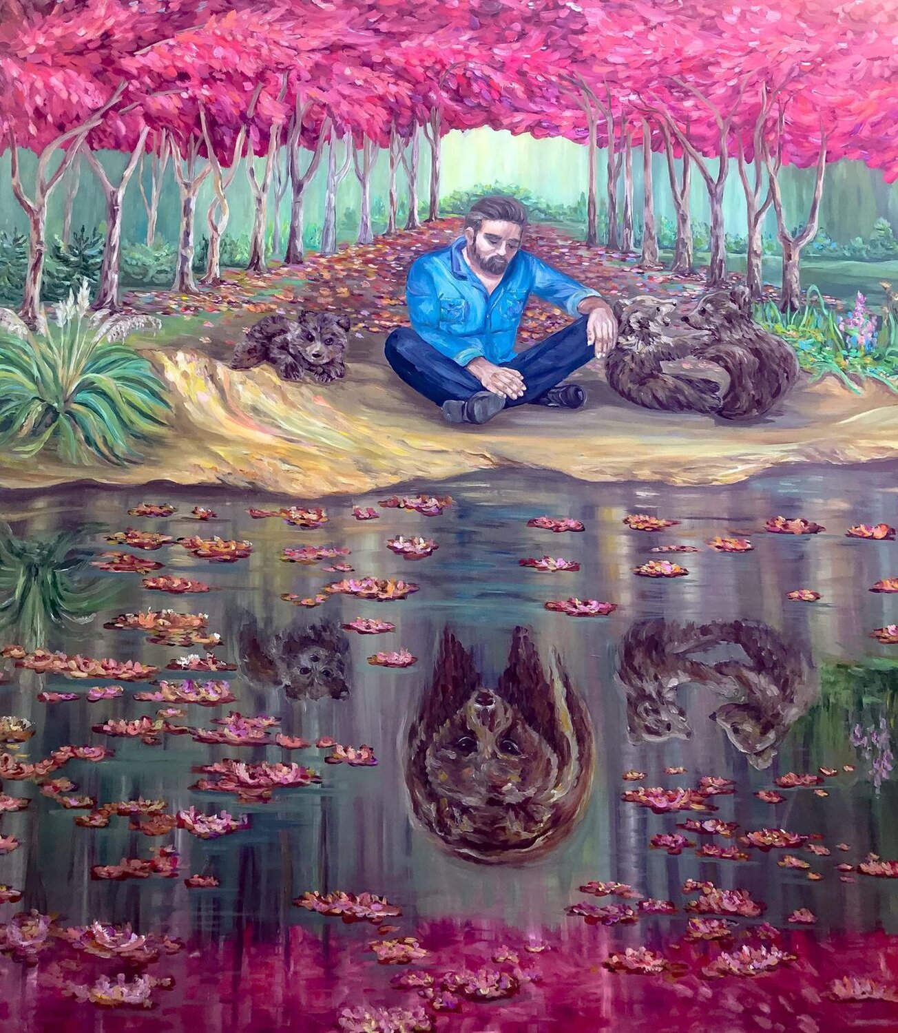 “Guardian of the Bears” size 200x180 cm Pintor Nicolas Original painting for sale