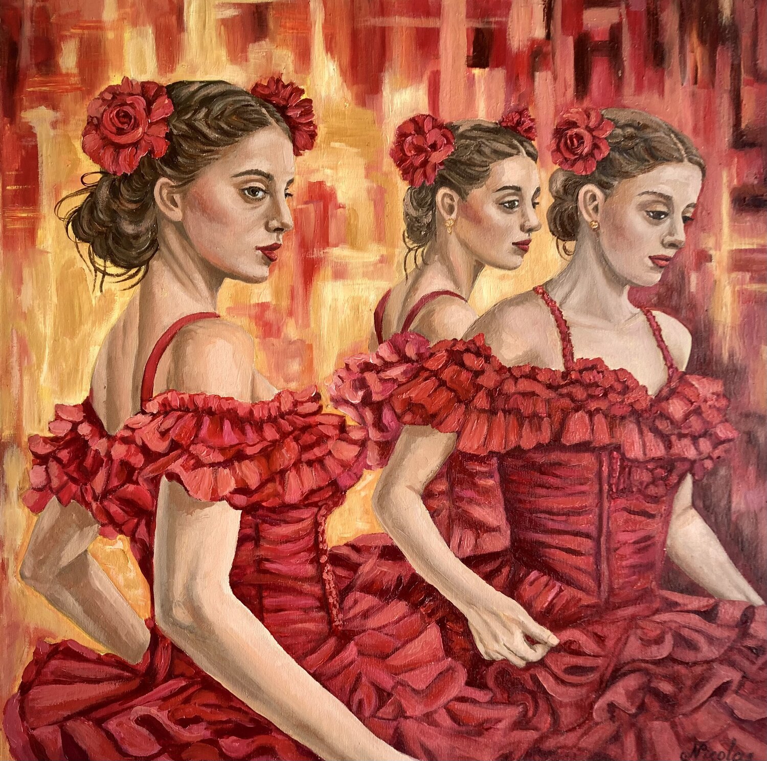 “Flamenco. Waiting for the Dance” Pintor Nicolas Original painting for sale