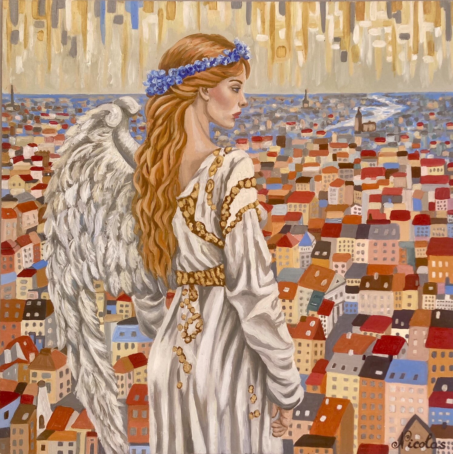"Angel of Dawn" Pintor Nicolas Original painting for sale