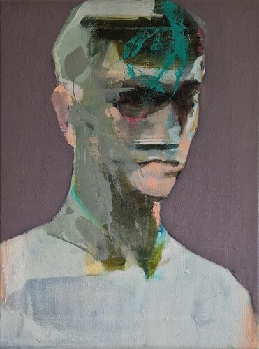 Portrait of a young man by Dick van Dijk, Painting for Sale on Select