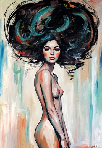 Black Orchid by Rafal Stach Kozina, Painting for Sale on Select