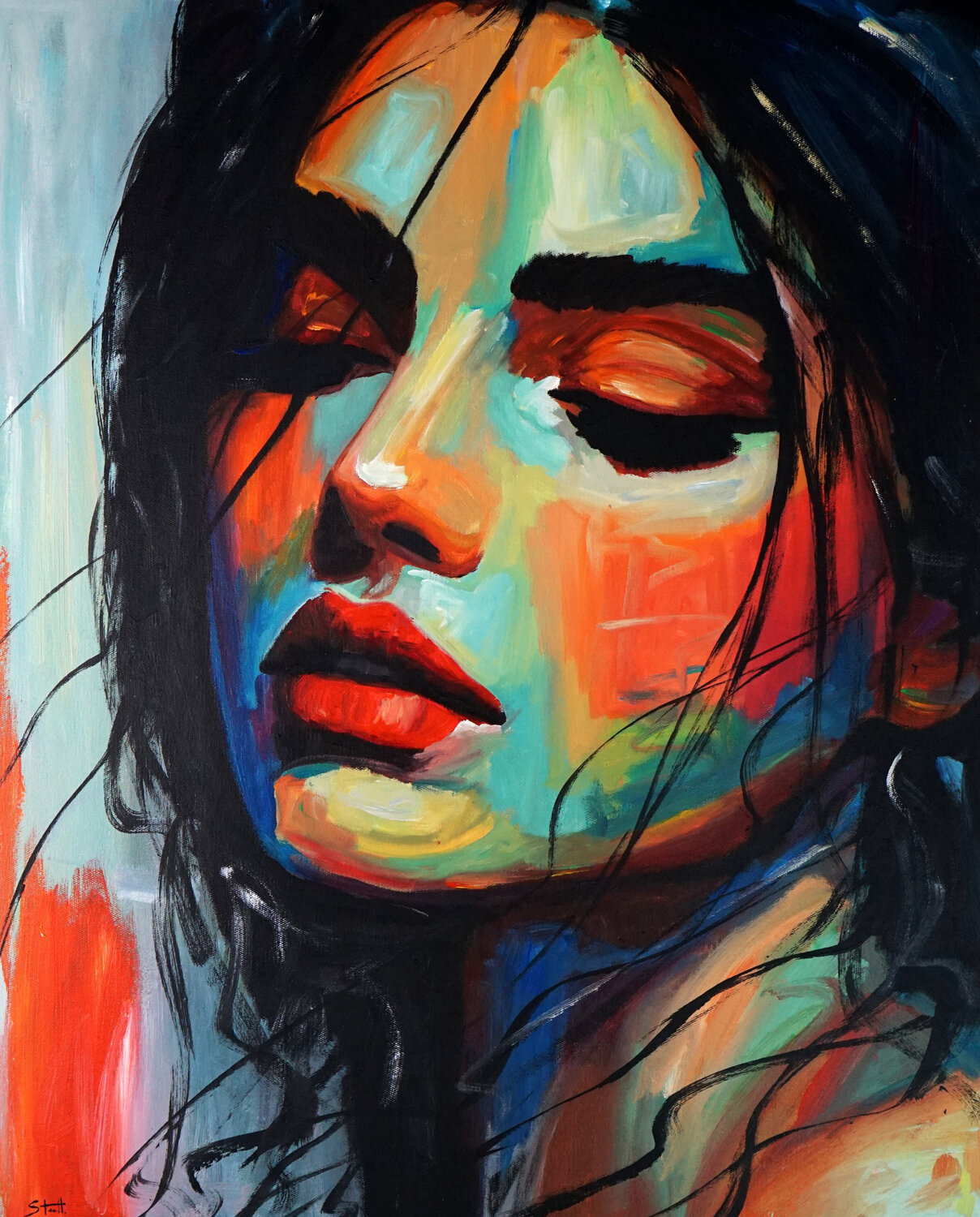 She's a Rainbow Rafal Stach Kozina Original painting for sale
