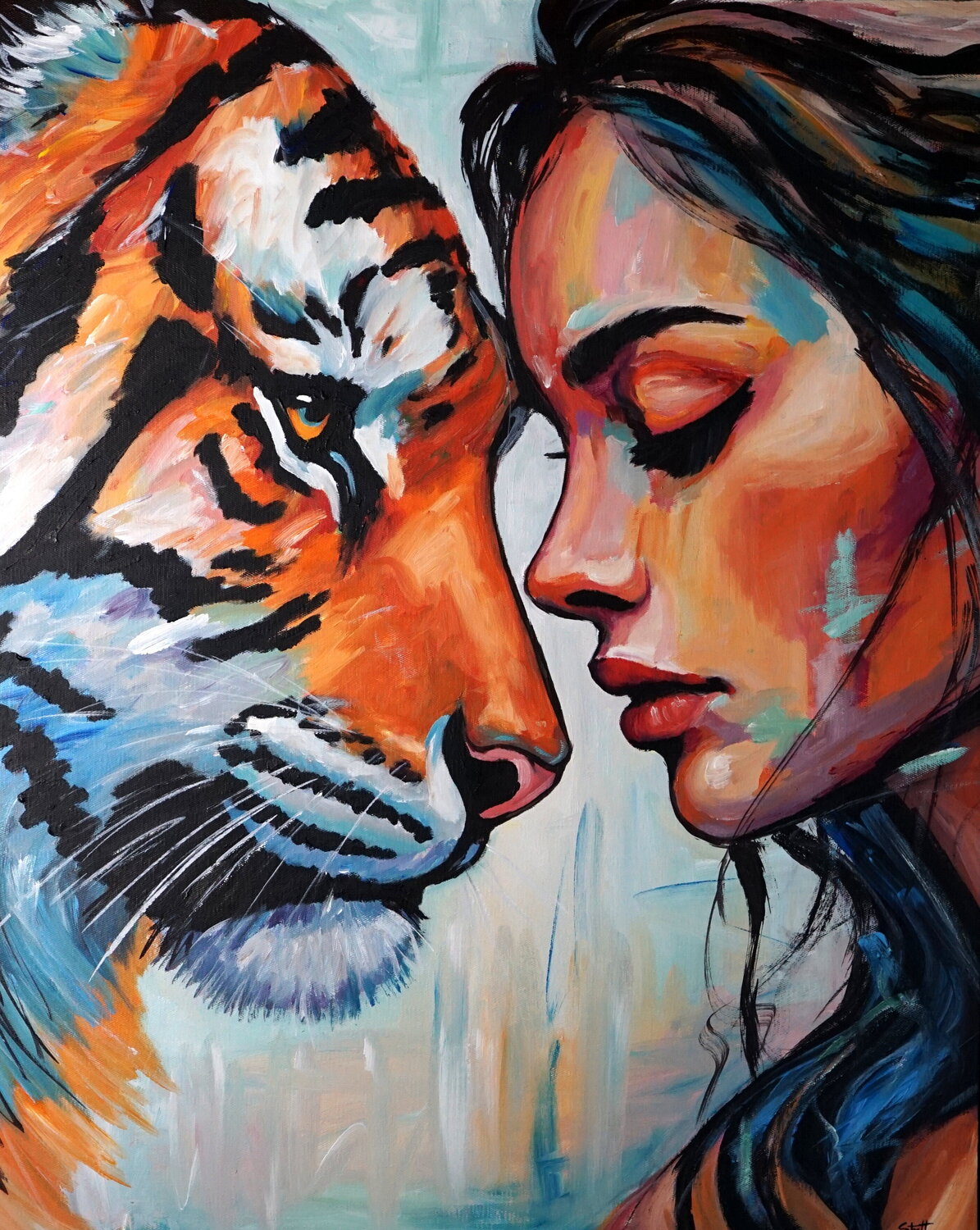 Between Tenderness and Instynct Rafal Stach Kozina Original painting for sale