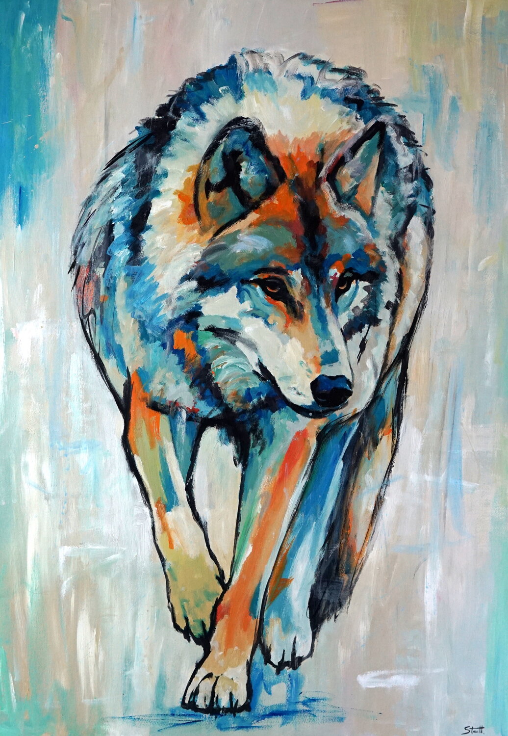 Lone Wolf Rafal Stach Kozina Original painting for sale