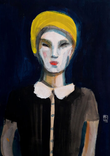 Yellow turban by Anguilla Ink, Painting for Sale on Select