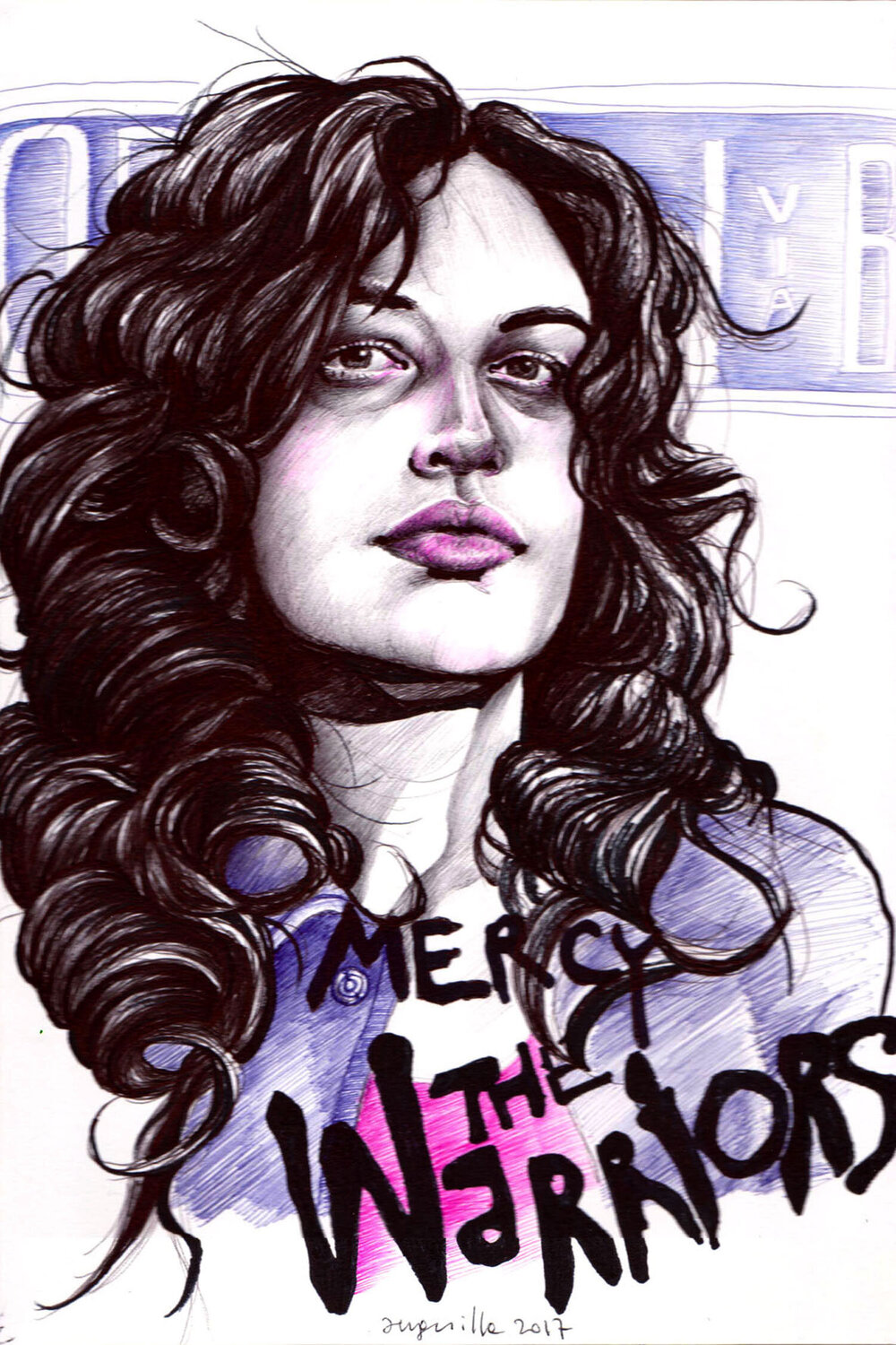 The warriors: Mercy Anguilla Ink Drawing for sale