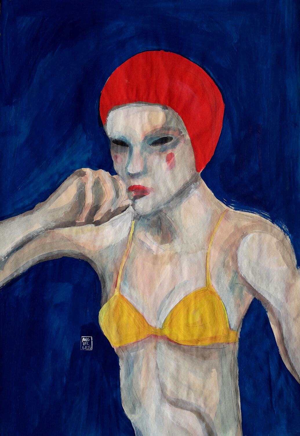 Girl #5 Anguilla Ink Original painting for sale