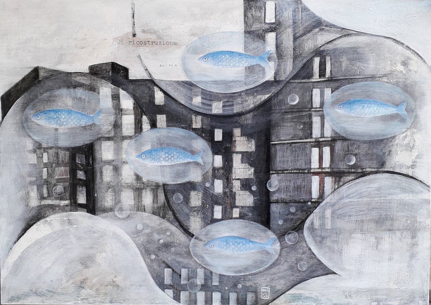 Ricostruzione Anima Anguilla Ink Original painting for sale