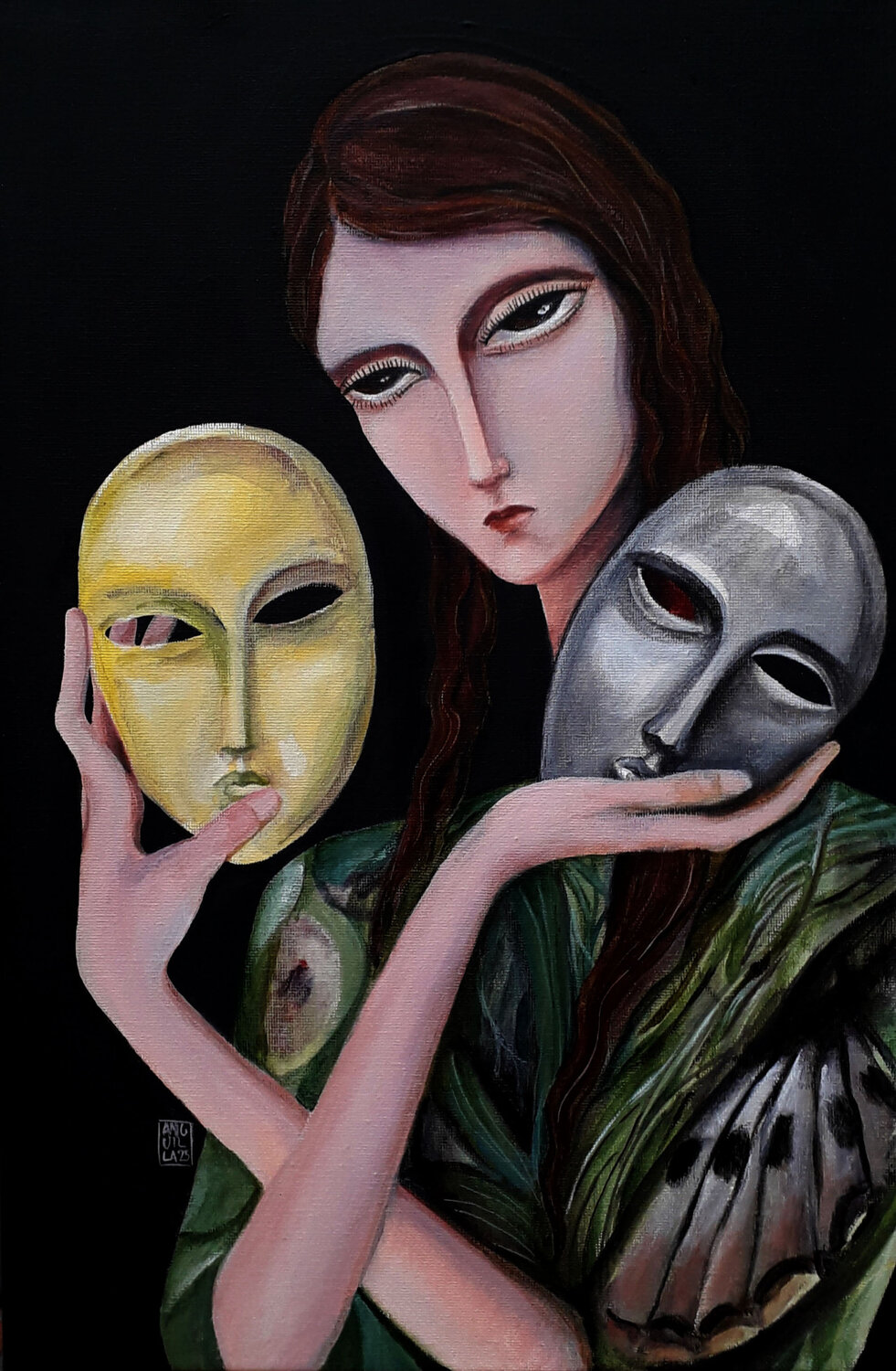 Dilemma (Deeply human) Anguilla Ink Original painting for sale