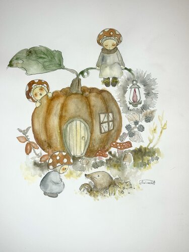 Mushroom family by Keiko Suzuki Möller, Painting for Sale on Select