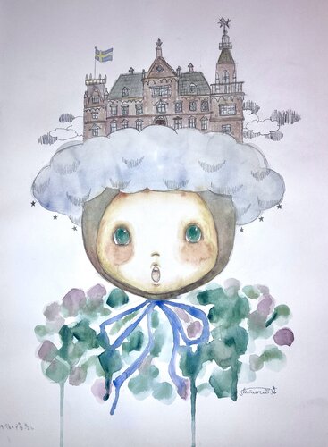 Fairy of Kulla Gunnarstorps Castle by Keiko Suzuki Möller, Painting for Sale on Select