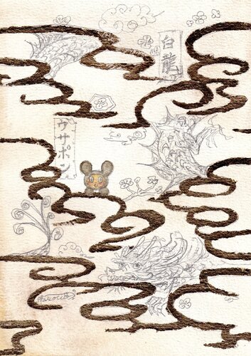 USAPON and the White Dragon by Keiko Suzuki Möller, Painting for Sale on Select