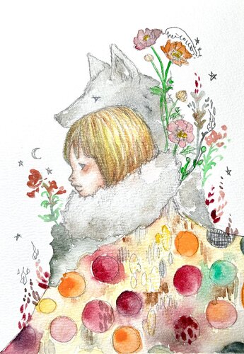 The Girl and the Wolf by Keiko Suzuki Möller, Painting for Sale on Select