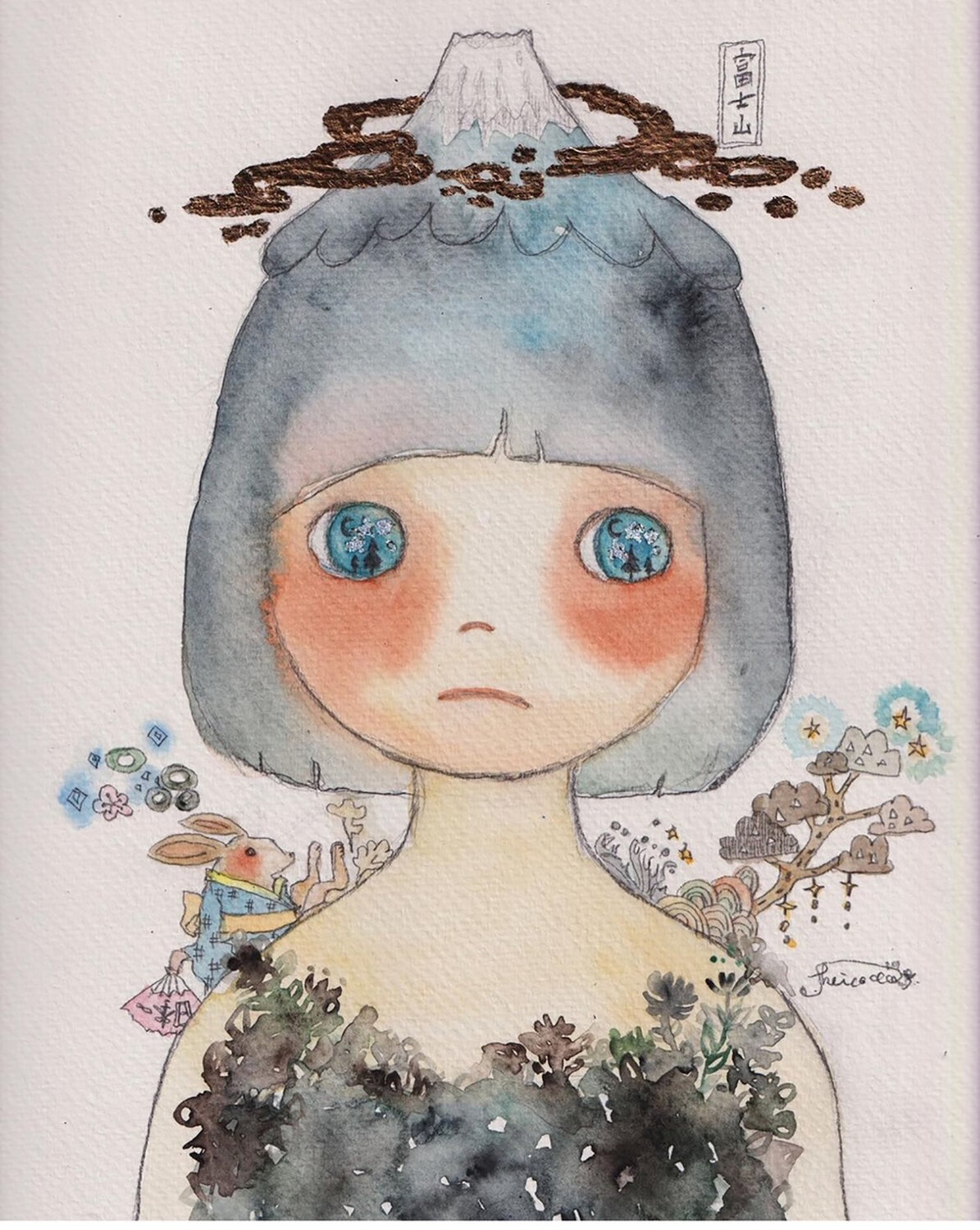 FUJI GIRL Keiko Suzuki Möller Original painting for sale
