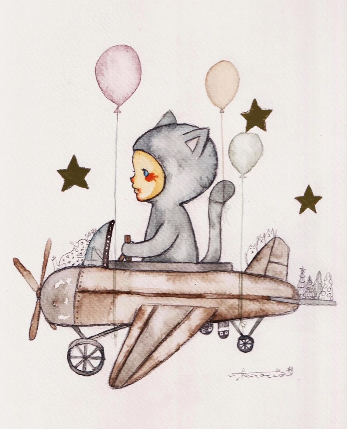The Boy Who Learned to Fly Keiko Suzuki Möller Original painting for sale