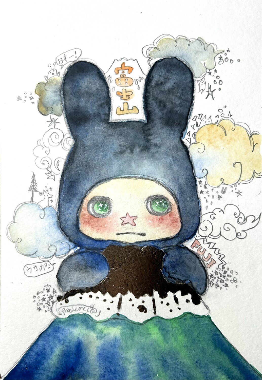 USAPON on the Mt. Fuji Keiko Suzuki Möller Original painting for sale