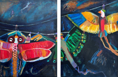 Whimsical Spirits of the Kite Shop by Lynne Meneses, Painting for Sale on Select